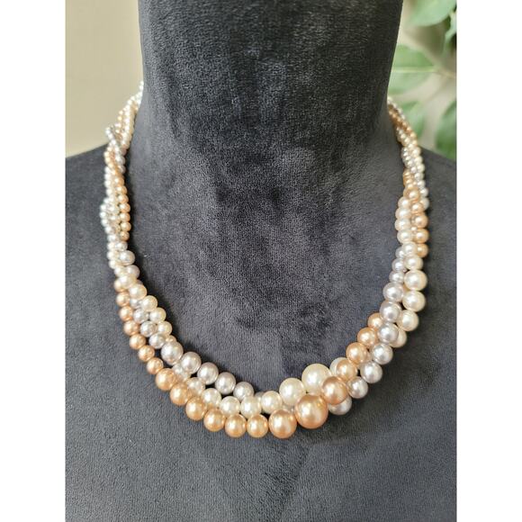 Women's Multicolor Pearl Necklace With Lobster Clasp Elegant Beaded Jewelry - Picture 1 of 6